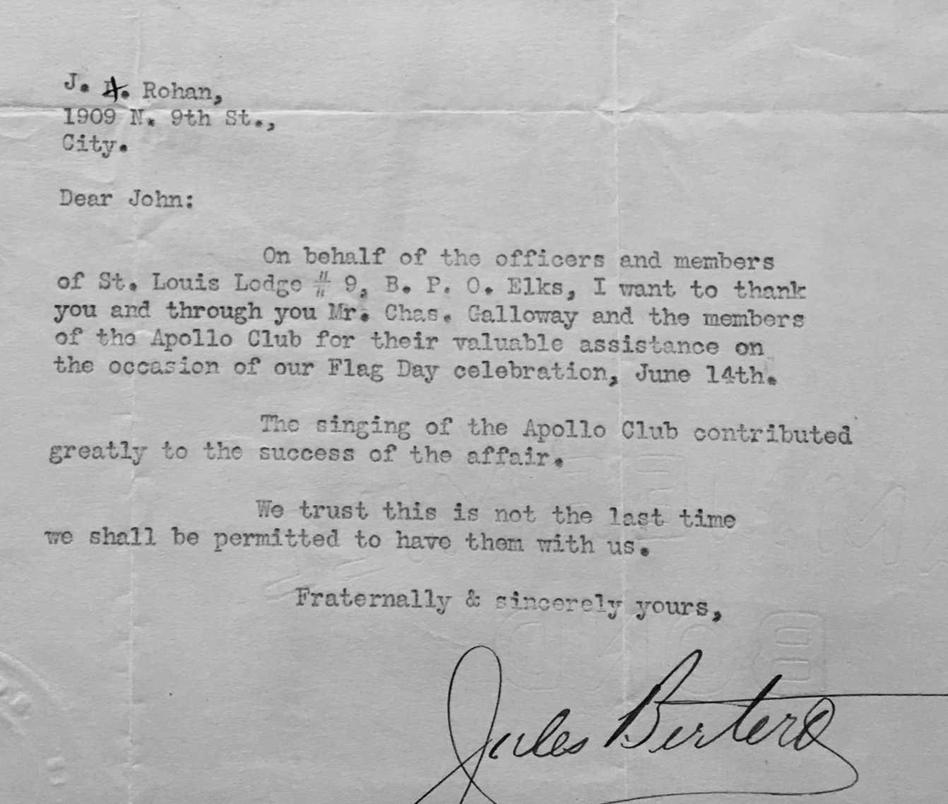 1919-06-10 Letter