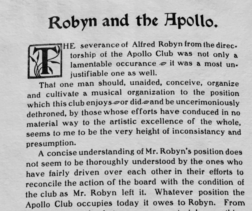 1902 Apollo Club Review